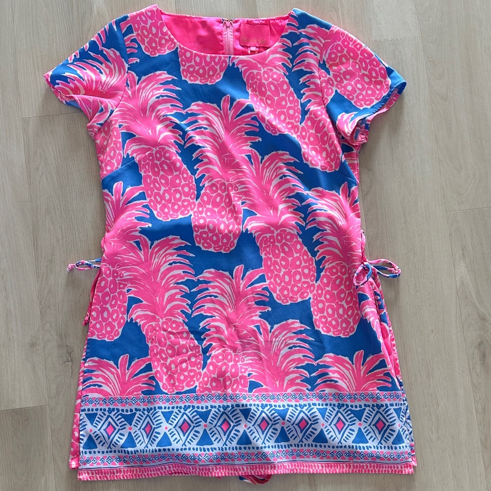 Lilly Pulitzer Pink & Blue Pineapple Print Short Sleeve Romper
